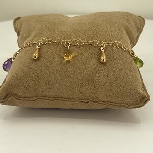 14K YG Dangling semi Precious Stones and 14Kyg teardrop Bracelet!
